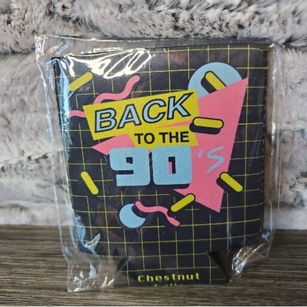 Back To The 90's Drink Coozie Geometric On Black Chesnut Falls Class Of '98